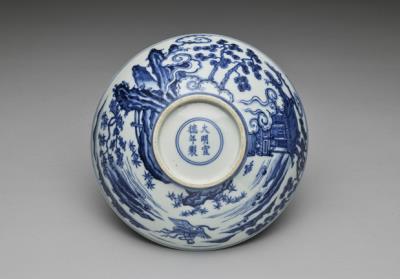 图片[3]-Bowl with underglaze-blue illustration of fairies on cranes, Hsuan-te reign (1426-1435), Ming dynasty-China Archive